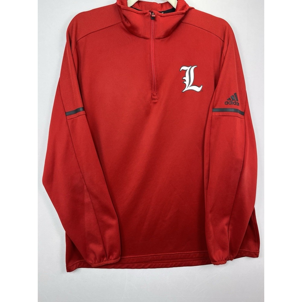 Adidas Louisville Cardinals Pullover Mens L Red Climalite 1/4 Zip NCAA Team Iss